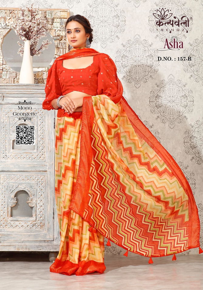 Asha 157 Daily Wear Mono Chiffon Printed Sarees Wholesale Shop In Surat